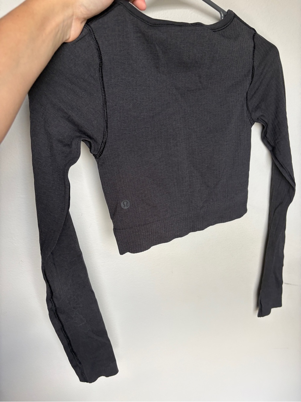 Lululemon Black Long-Sleeve Ebb to Street Crop Top - Picture 5 of 8